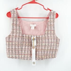 House of Harlow 1960 Crop Top Size Small NWT Pixie Dust Tweed Classic Pink Prep